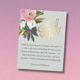 Cartão De Agradecimento Elegant Handpainted Floral Budget Retirement