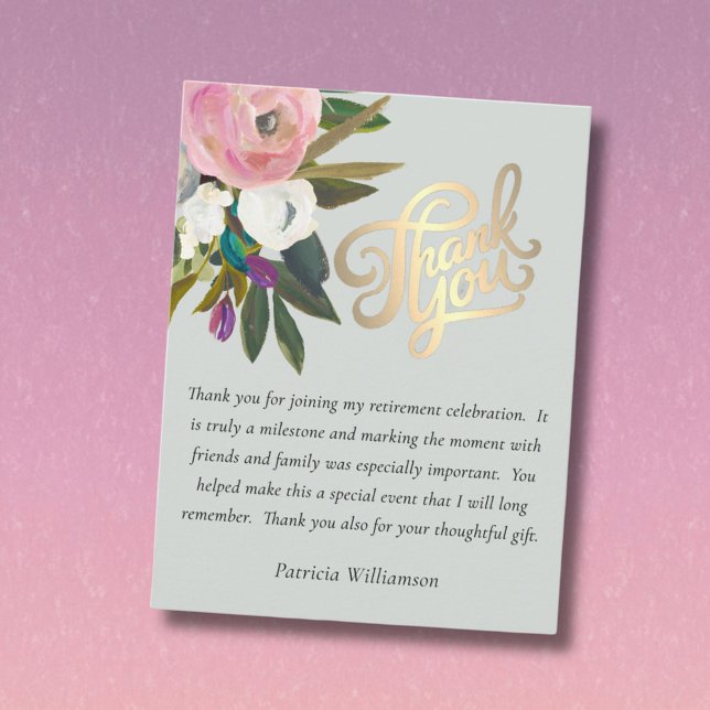 Cartão De Agradecimento Elegant Handpainted Floral Budget Retirement (Criador carregado)