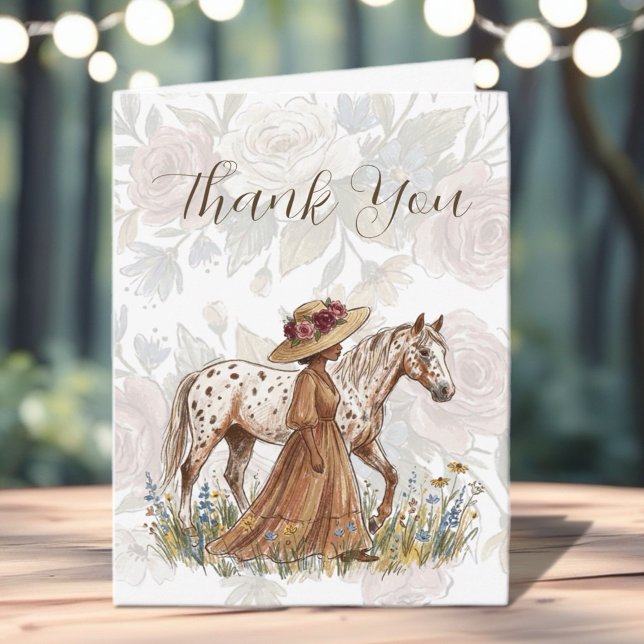 Cartão De Agradecimento Elegant Horse Lover Birthday  (Celebrate a special birthday with this elegant French country-inspired card!)