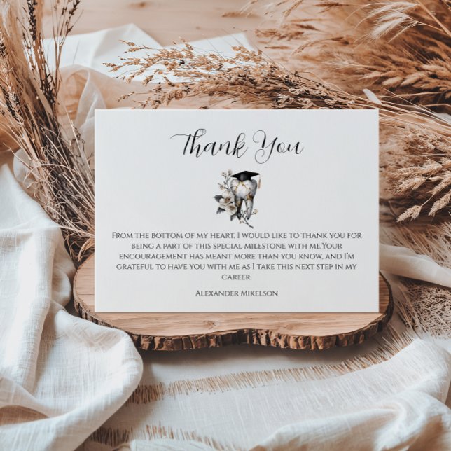 Cartão De Agradecimento Elegant Kintsugi Floral Dental Graduation Party (Criador carregado)