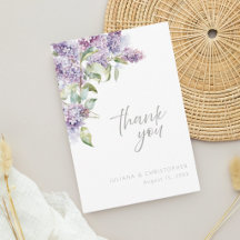 Elegant Lavender Watercolor Floral Wedding Thank