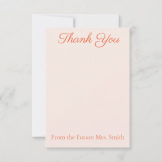 Cartão De Agradecimento Elegant Light Orange Bridal Shower Thank You Cards