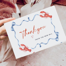 Cartão De Agradecimento Elegant Lobster Ribbon Bridal Shower Thank You