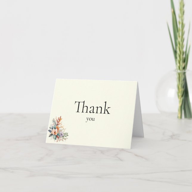Cartão De Agradecimento Elegant Matching Wedding Thank You Card (Frente)