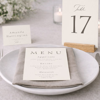 Cartão De Agradecimento Elegant Minimal Taupe Wedding Table Numbers 1–19