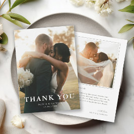 Cartão De Agradecimento Elegant Minimalist Photo Wedding