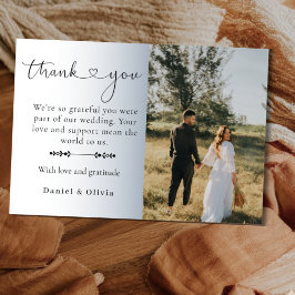 Cartão De Agradecimento Elegant Minimalist Photo Wedding Thank You Card