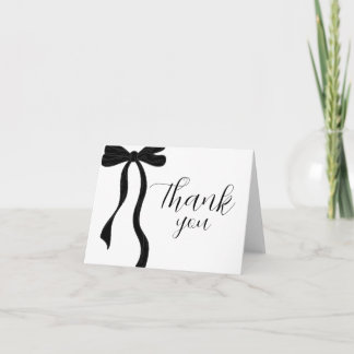 Cartão De Agradecimento Elegant Modern Black Bow Birthday