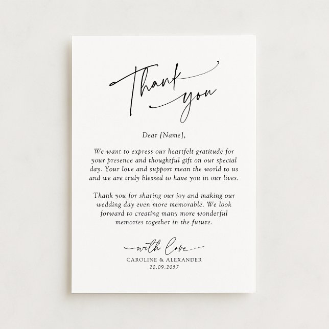 Cartão De Agradecimento Elegant, modern typography wedding thank you  (Criador carregado)