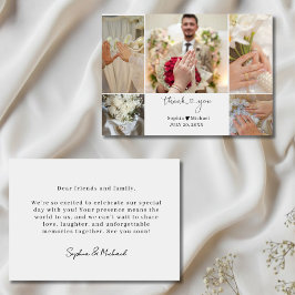 Cartão De Agradecimento Elegant Modern Wedding Photo Collage ThankYou Card