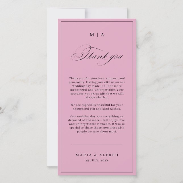 Cartão De Agradecimento Elegant Monogram Wedding Thank You Card QR Code (Frente)