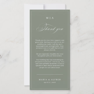 Cartão De Agradecimento Elegant Monogram Wedding Thank You Card QR Code