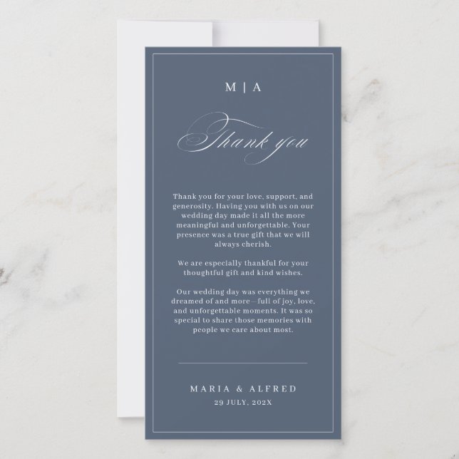 Cartão De Agradecimento Elegant Monogram Wedding Thank You Card QR Code (Frente)