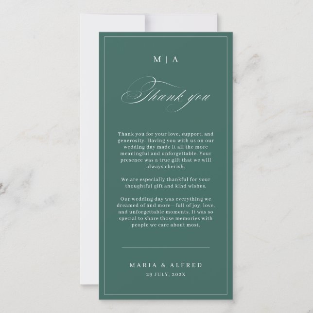 Cartão De Agradecimento Elegant Monogram Wedding Thank You Card QR Code (Frente)