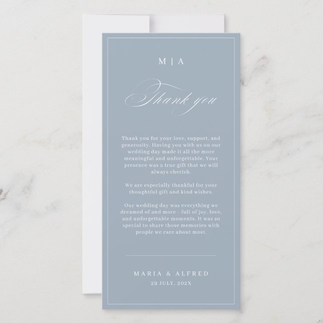 Cartão De Agradecimento Elegant Monogram Wedding Thank You Card QR Code (Frente)