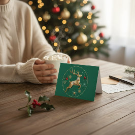 Cartão De Agradecimento Elegant Multicolor Reindeer Christmas Greeting Car