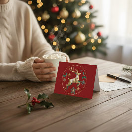 Cartão De Agradecimento Elegant Multicolor Reindeer Christmas Greeting Car