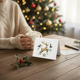 Cartão De Agradecimento Elegant Multicolor Reindeer Christmas Greeting Car