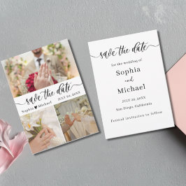 Cartão De Agradecimento Elegant Photo Collage Save the Date Card