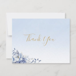 Cartão De Agradecimento Elegant Powder Blue & Gold Floral Wedding