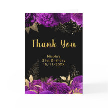 Elegant Purple and Gold Flowers Birthday Party