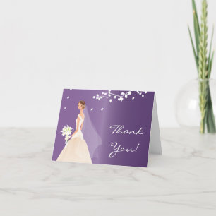 Cartão De Agradecimento Elegant Purple Bride Thank You Note Card
