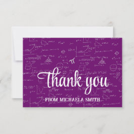 Cartão De Agradecimento Elegant Purple Script Mathematics Graduation Thank