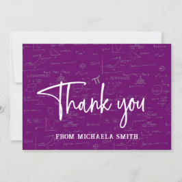Cartão De Agradecimento Elegant Purple Script Typography Math Graduation