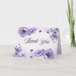 Cartão De Agradecimento Elegant Purple Watercolor wedding
