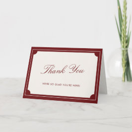 Cartão De Agradecimento Elegant Red Old Money Wedding Thank You Card