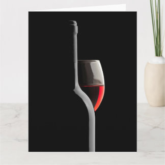 Cartão De Agradecimento Elegant Red Wine Glass & Bottle. Black Background