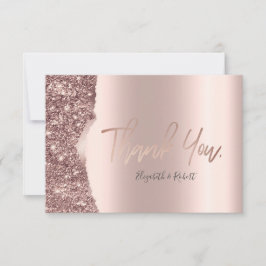 Cartão De Agradecimento Elegant Rose Gold Glitter Drips Thank You Card