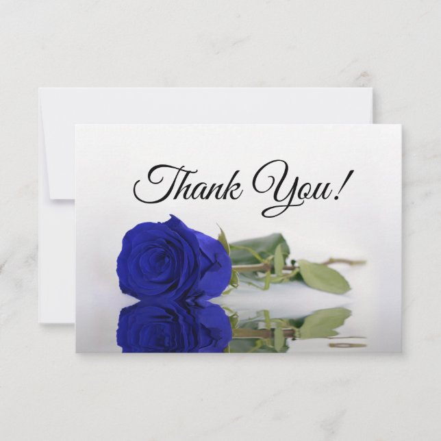 Cartão De Agradecimento Elegant Royal Blue Mirrored Rose Simple Wedding (Frente)