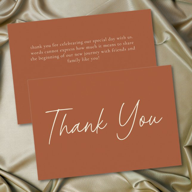 Cartão De Agradecimento Elegant Rust Terracotta Minimalist Wedding (Elegant Rust Terracotta Minimalist Wedding Thank You Card)