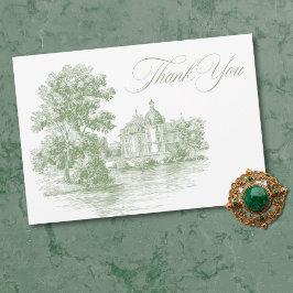 Cartão De Agradecimento Elegant Sage Green Toile French Manor Wedding