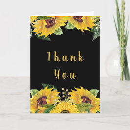 Cartão De Agradecimento Elegant Sunflowers and Foliage Thanksgiving Party
