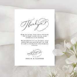 Cartão De Agradecimento Elegant Swirl Script Simple Wedding