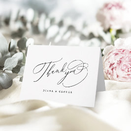 Cartão De Agradecimento Elegant Swirl Script Simple Wedding