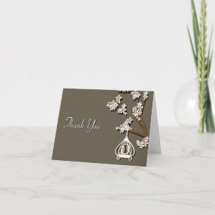 Cartão De Agradecimento Elegant Tan Love Birds Wedding Thank You Card
