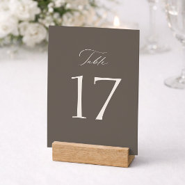 Cartão De Agradecimento Elegant Taupe Wedding Table Number 