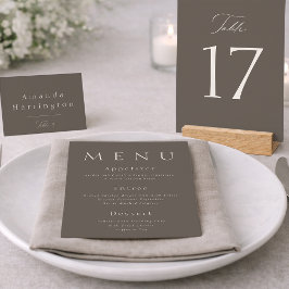 Cartão De Agradecimento Elegant Taupe Wedding Table Number 