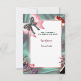 Cartão De Agradecimento Elegant Teal & Blush Floral Wedding Thank You Card