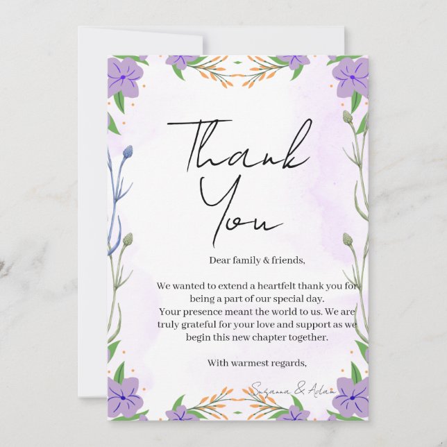 Cartão De Agradecimento elegant thank you card (Frente)