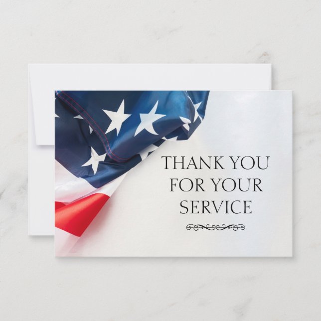 Cartão De Agradecimento Elegant Thank You Military Veteran Flag Cards (Frente)
