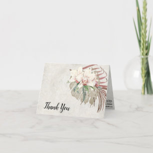 Cartão De Agradecimento Elegant Tropical White Floral Greenery Thank You