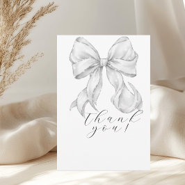 Cartão De Agradecimento Elegant, tying the knot bridal shower white bow.