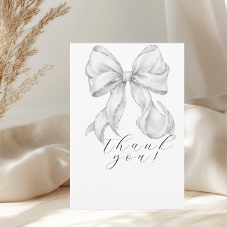 Cartão De Agradecimento Elegant, tying the knot bridal shower white bow.