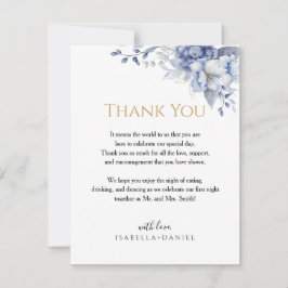 Cartão De Agradecimento Elegant Watercolor Powder Blue Floral Wedding