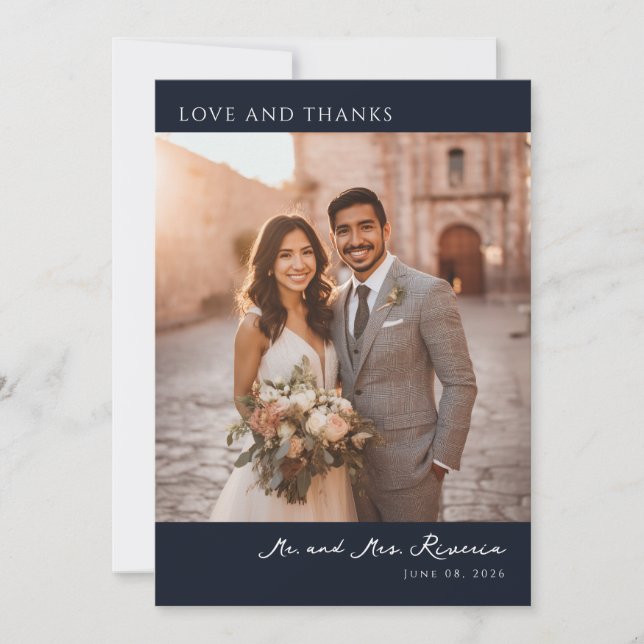 Cartão De Agradecimento Elegant Wedding Thank You Card (Frente)