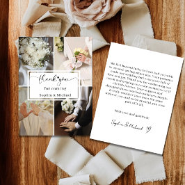 Cartão De Agradecimento Elegant Wedding Thank You Card with Photo Collage